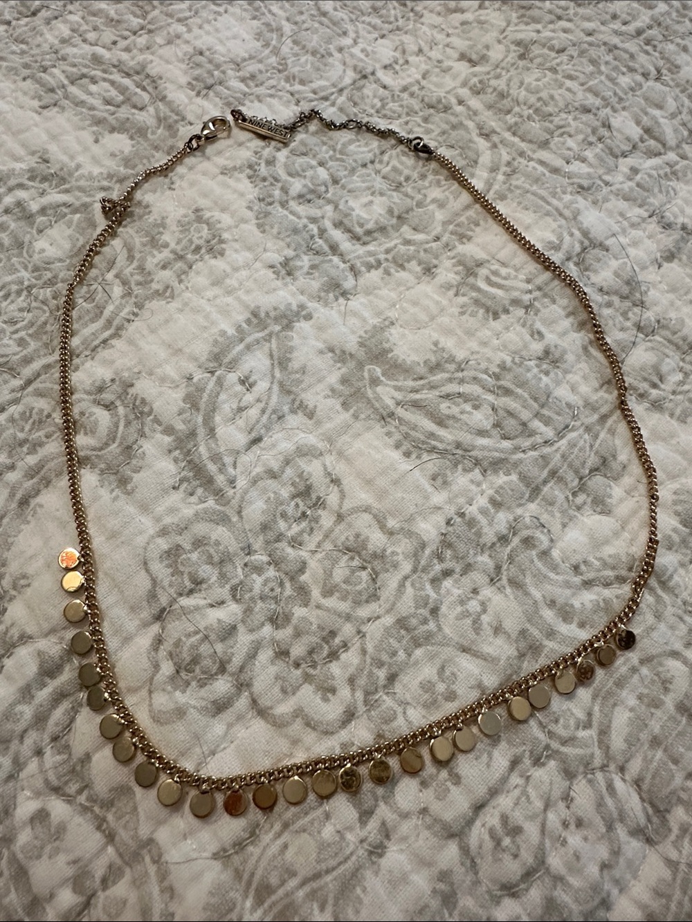 Nine West Gold Disc Fringe Necklace